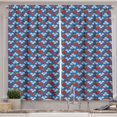 thumbnail image 1 of Ambesonne Ladybug Kitchen Curtains, Strawberry and Flowers, 55"x39", Blue Ruby Green, 1 of 2