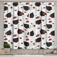thumbnail image 1 of Ambesonne Ladybug Kitchen Curtains, Symbolism of Luck Design, 55"x45", White Black and Vermilion, 1 of 3