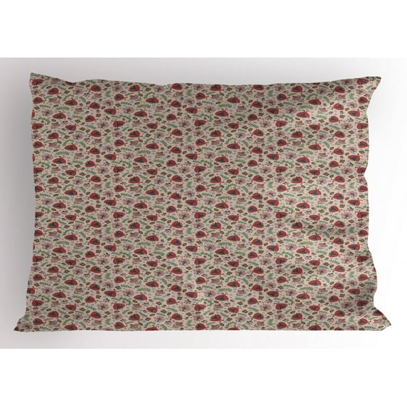 Ambesonne Ladybug Pillow Sham, Botanical Beauty Nature, 26" X 20", Multicolor
