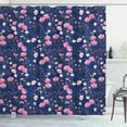 thumbnail image 1 of Ambesonne Ladybug Shower Curtain, Retro Art Blooming Flowers, 69"Wx70"L, Dark Lavender and Pink, 1 of 4