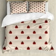 thumbnail image 1 of Ambesonne Ladybugs Duvet Cover Set, Heart Like Shape Beetle, 2-Calking, Blush and Dark Grey, 1 of 3