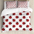 thumbnail image 1 of Ambesonne Ladybugs Duvet Cover Sets, Cross-stitch Insect Model, 2-Queen, White Scarlet and Black, 1 of 7