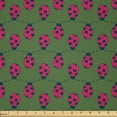 thumbnail image 1 of Ambesonne Ladybugs Fabric by the Yard Microfiber, Mosaic of Dame Beetle Art, 1 Yard, Fern Green and Magenta, 1 of 2