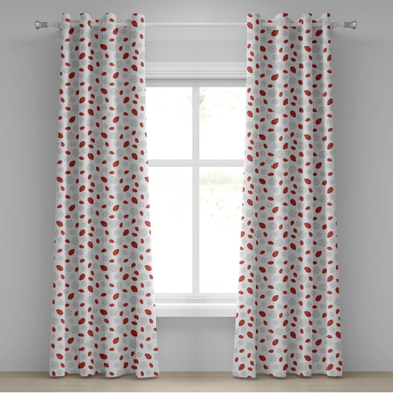 Ambesonne Ladybugs Grommet Curtain, Animal Illsutration, 50" x 108", Vermilion Black Grey