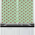 thumbnail image 1 of Ambesonne Ladybugs Kitchen Curtains, Polka Dots with Insect, 55"x45", Black Green and Red, 1 of 3