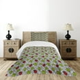 thumbnail image 1 of Ambesonne Ladybugs Quilted Bedspread Set 2 Pcs, Ecological Inspiration, Twin Size, Green Black Red, 1 of 3