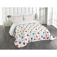 thumbnail image 1 of Ambesonne Ladybugs Quilted Bedspread Set 3 Pcs, Dot Insects Illustration, King Size, Multicolor, 1 of 5