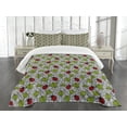 thumbnail image 1 of Ambesonne Ladybugs Quilted Bedspread Set 3 Pcs, Ecological Inspiration, Queen Size, Green Black Red, 1 of 5