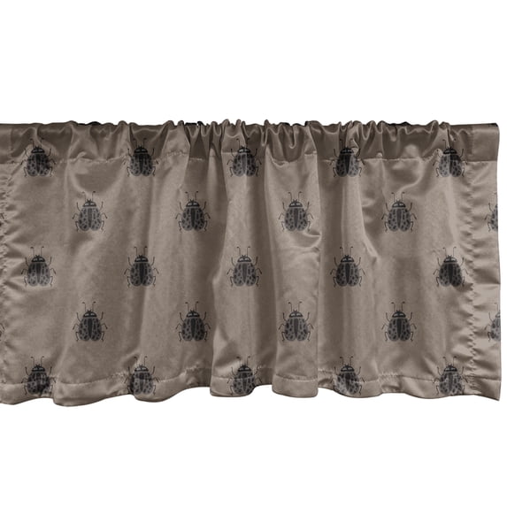 Ambesonne Ladybugs Window Valance, Melancholic Beetle Art, 54" X 18", Pale Mauve Taupe