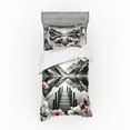thumbnail image 1 of Ambesonne Lake Bedding Set 3 Pcs, Cherry Blossoms and Mountains, Twin, Grey and Blush, 1 of 2