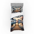 thumbnail image 1 of Ambesonne Lake Bedding Set 3 Pcs, Sunset Mountains Pier Paisley, Twin, Slate Blue and Peach, 1 of 2