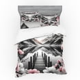 thumbnail image 1 of Ambesonne Lake Bedding Set 4 Pcs, Cherry Blossoms and Mountains, Queen, Grey and Blush, 1 of 2