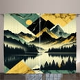 thumbnail image 1 of Ambesonne Lake Curtains 2 Panel Set, Dark Woods Mountains Modern, 108" x 108", Dark Green Teal Khaki, 1 of 3