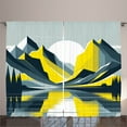thumbnail image 1 of Ambesonne Lake Curtains 2 Panel Set, Modern boho Sunrise Mountains, 108" x 63", Mustard Purpleblue White, 1 of 3