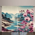 thumbnail image 1 of Ambesonne Lake Curtains 2 Panel Set, Orchids Earthy Cliff Mountains, 108" x 84", Pale Purple and Sea Blue, 1 of 3