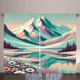 thumbnail image 1 of Ambesonne Lake Curtains 2 Panel Set, Snowy Mountain Dreamland Print, 108" x 63", Seafoam Coral Plum, 1 of 3