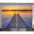thumbnail image 1 of Ambesonne Lake Curtains 2 Panel Set, Sunset at Paterwoldsemeer, 108" x 84", Orange Blue Grey Umber, 1 of 3