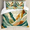 thumbnail image 1 of Ambesonne Lake Duvet Cover Set, Pastel Rising Mountains Art, King, Seafoam Peach and Amber, 1 of 6