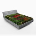 thumbnail image 1 of Ambesonne Lake Fitted Sheet, Chinese Bridge in a Forest, Full Size, Red Green, 1 of 3