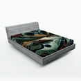 thumbnail image 1 of Ambesonne Lake Fitted Sheet, Fibonacci Details Mountains, Queen Size, Raspberry Pale Teal Blue, 1 of 3