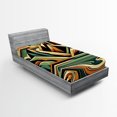 thumbnail image 1 of Ambesonne Lake Fitted Sheet, Mountain Landscape Mid Century, TwinXL Size, Orange Almond Green, 1 of 3