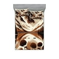 thumbnail image 1 of Ambesonne Lake Fitted Sheet & Pillow Sham Set, Brownish Snowy Mountain Scene, King, Pale Redwood Eggshell, 1 of 2