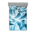 thumbnail image 1 of Ambesonne Lake Fitted Sheet & Pillow Sham Set, Cold Mountain Peaks Icy Water, Queen, Pale Blue Petrol Blue, 1 of 2