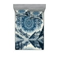 thumbnail image 1 of Ambesonne Lake Fitted Sheet & Pillow Sham Set, Ethnic Boho Mandala Mountains, Full, Night Blue, 1 of 2