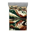 thumbnail image 1 of Ambesonne Lake Fitted Sheet & Pillow Sham Set, Peaceful Meadow Scene Woods, Full, Hunter Green Pale Redwood, 1 of 2