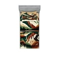 thumbnail image 1 of Ambesonne Lake Fitted Sheet & Pillow Sham Set, Peaceful Meadow Scene Woods, Twinxl, Hunter Green Pale Redwood, 1 of 2