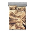 thumbnail image 1 of Ambesonne Lake Fitted Sheet & Pillow Sham Set, Snowy Mountains Sepia Effect, Full, Grey Yellow Warm Taupe, 1 of 2