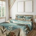 thumbnail image 1 of Ambesonne Lake Fitted & Top Sheet Set with Shams, Calm Mountains Scenery Botany, Pale Teal Tan and Brown, 1 of 1