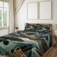 thumbnail image 1 of Ambesonne Lake Fitted & Top Sheet Set with Shams, Fibonacci Details Mountains, Raspberry Pale Teal Blue, 1 of 5