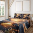 thumbnail image 1 of Ambesonne Lake Fitted & Top Sheet Set with Shams, Reflection Snowy Mountain Dawn, Orange and Dark Blue, 1 of 1