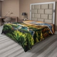thumbnail image 1 of Ambesonne Lake Flat Sheet, Nature Morning Scenery Peaks, King Size, Peach Green and Fawn, 1 of 1