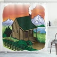 Ambesonne Lake House Shower Curtain, Mountain Cabin Chimney, 69"Wx70"L