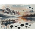 thumbnail image 1 of Ambesonne Lake Jigsaw Puzzle, Mountain and Paint Splatter, Heirloom-Quality Fun Activity for Family Durable Cardboard, 1000 pcs, Peach and Pale Slate Blue, 1 of 5