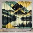 thumbnail image 1 of Ambesonne Lake Kitchen Curtains, Dark Woods Mountains Modern, 55"x36", Dark Green Teal Khaki, 1 of 3