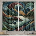thumbnail image 1 of Ambesonne Lake Kitchen Curtains, Fibonacci Details Mountains, 55"x36", Raspberry Pale Teal Blue, 1 of 3