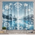 thumbnail image 1 of Ambesonne Lake Kitchen Curtains, Mountain Scenery Folk Wreath, 55"x36", Slate Blue Sky Blue, 1 of 3