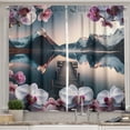 thumbnail image 1 of Ambesonne Lake Kitchen Curtains, Peaceful Orchid Calm Mountains, 55"x30", Pale Purple Petrol Blue, 1 of 3