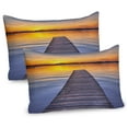 thumbnail image 1 of Ambesonne Lake Pillow Sham 2 Pack, Sunset at Paterwoldsemeer, 30"x20", Orange Blue Grey Umber, 1 of 3