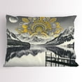 thumbnail image 1 of Ambesonne Lake Pillow Sham, Mandala and Mountain Panorama, 36" X 20", Yellow and Grey, 1 of 2