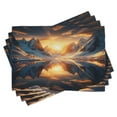 thumbnail image 1 of Ambesonne Lake Place Mats Set of 4, Reflection Snowy Mountain Dawn, Standard Size, Orange and Dark Blue, 1 of 1