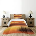 thumbnail image 1 of Ambesonne Lake Quilted Bedspread Set 2 Pcs, Abstract Mountains Sunset, Twin Size, Brown Orange, 1 of 6