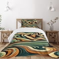 thumbnail image 1 of Ambesonne Lake Quilted Bedspread Set 2 Pcs, Mountain Landscape Mid Century, Twin Size, Orange Almond Green, 1 of 5