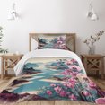 thumbnail image 1 of Ambesonne Lake Quilted Bedspread Set 2 Pcs, Orchids Earthy Cliff Mountains, Twin Size, Pale Purple and Sea Blue, 1 of 5
