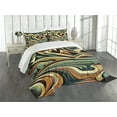 thumbnail image 1 of Ambesonne Lake Quilted Bedspread Set 3 Pcs, Mountain Landscape Mid Century, King Size, Orange Almond Green, 1 of 5