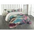 thumbnail image 1 of Ambesonne Lake Quilted Coverlet 3 Pcs, Orchids Earthy Cliff Mountains, King Size, Pale Purple and Sea Blue, 1 of 4