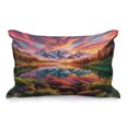 thumbnail image 1 of Ambesonne Lake Quilted Pillowcover, Colorful Mesmerizing Scenery, 36" x 20", Burnt Sienna Green Teal, 1 of 2